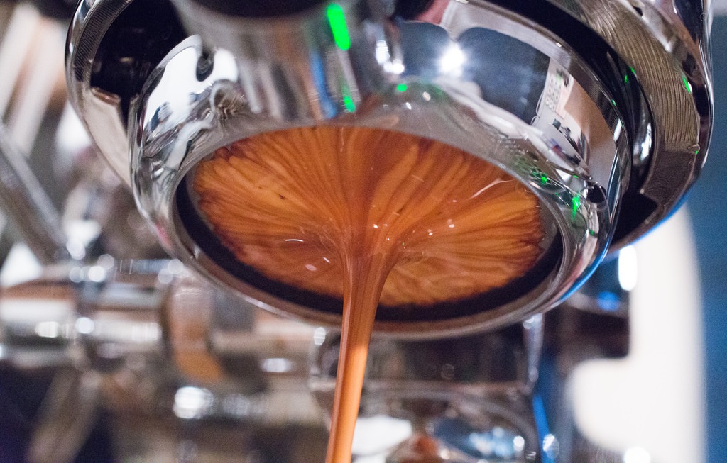 Close look of the tip of a coffee dispenser